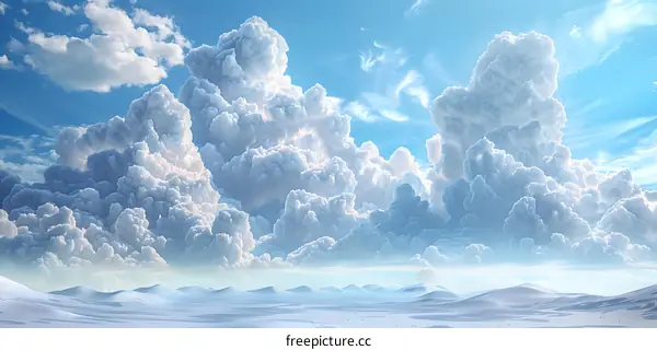 Cumulus clouds over a desert