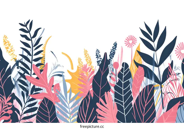 Abstract Floral Illustration with White Background