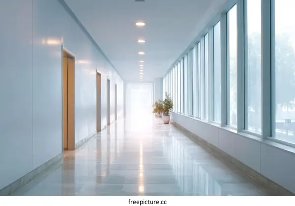 Modern Empty Office Corridor with Natural Light