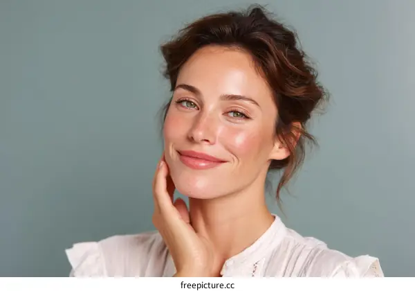 Beautiful Woman with Healthy Skin Close-up