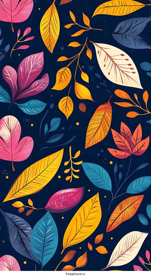 Colorful Autumn Leaves Pattern Seamless Illustration