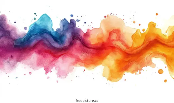Abstract Watercolor Painting with Colorful Flowing Patterns