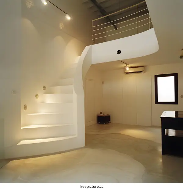 Modern White Staircase in a Minimalist Home