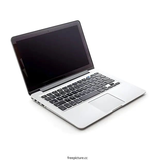 Modern Silver Laptop on a White Background