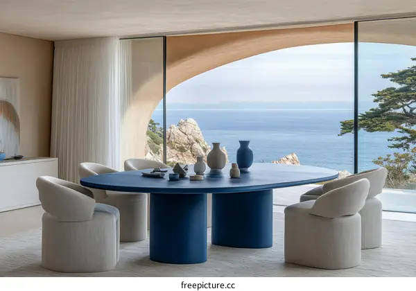 Modern Dining Room with Ocean View