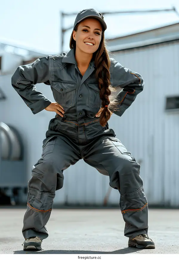 Young Female Mechanic Taking a Break
