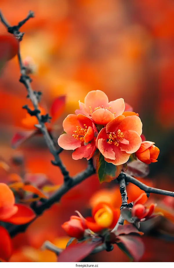 Orange Flowers on Branch