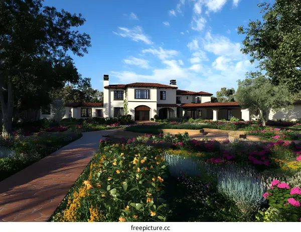 Beautiful Spanish Style House with Lush Garden