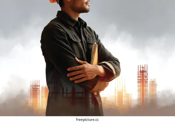 Construction Worker Overseeing a Construction Site