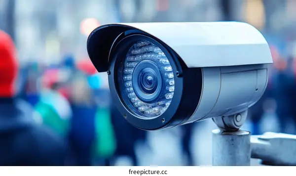 Outdoor Security Camera Amidst Crowds