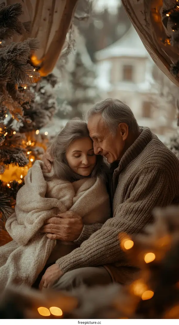 Loving Couple Enjoying Christmas Season