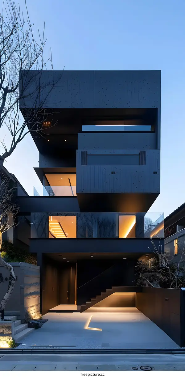 Modern Black House with Minimalist Design in Japan