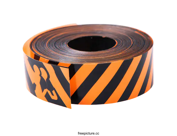 [Transparent Background PNG]Orange and Black Warning Tape Roll