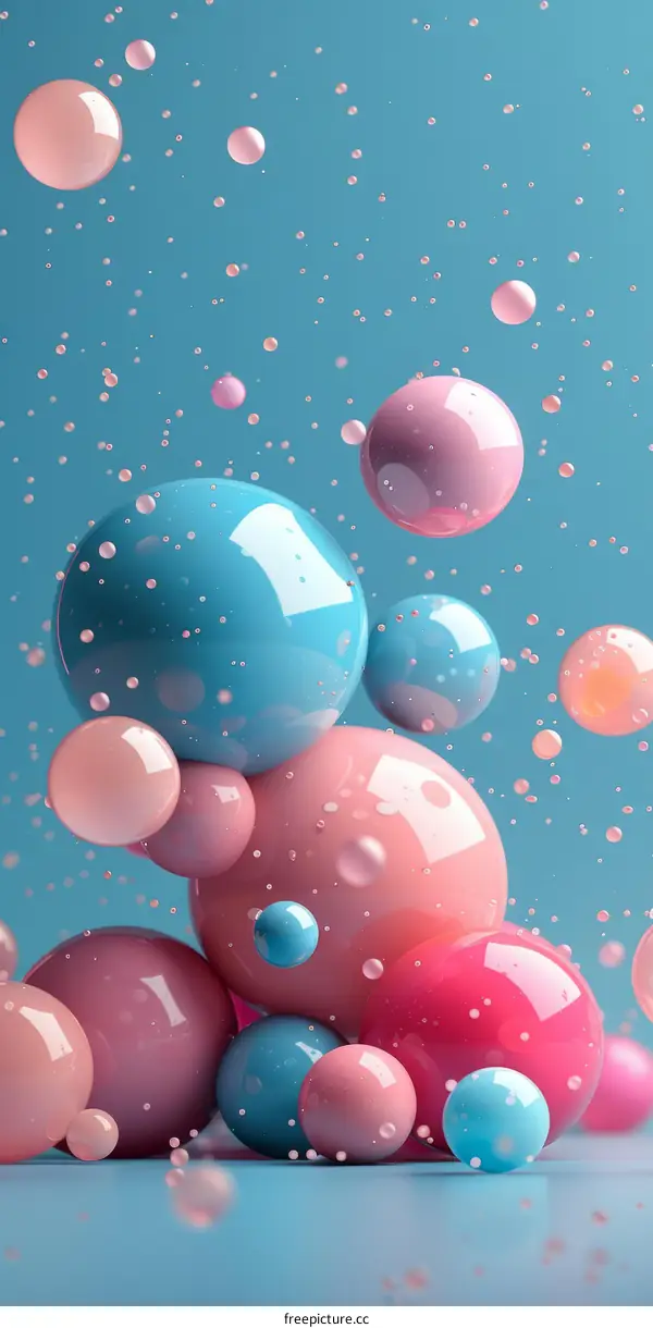 Pink and blue glossy balls