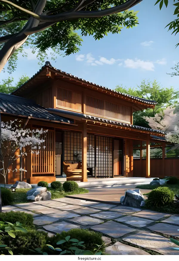 Courtyard of a traditional Japanese house