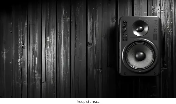 Studio Speaker on Dark Wooden Wall
