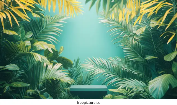 Tropical Plants Background with Minimalist Display