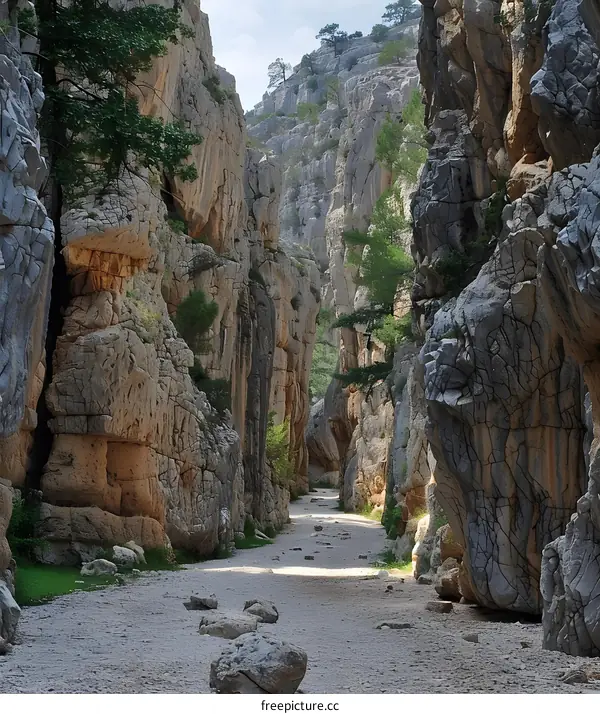 Narrow Path Between Two Rocky Cliffs