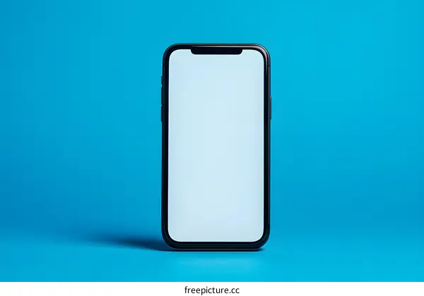 Black Smartphone Mockup on Blue Background