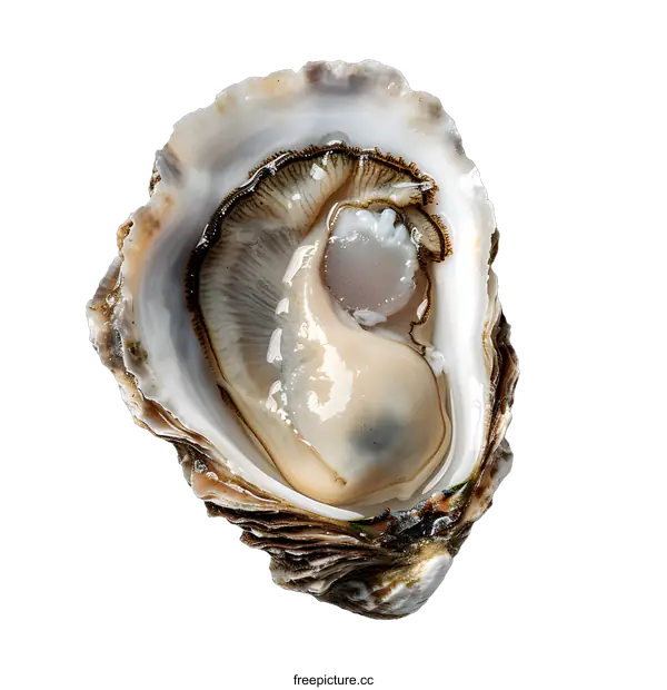 [Transparent Background PNG]An open oyster with a pearl inside
