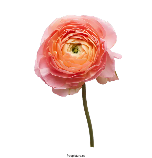 [Transparent Background PNG]Single Pink Ranunculus Flower on White Background