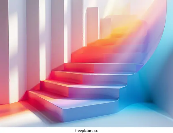 Abstract Gradient Staircase: 3D Rendering
