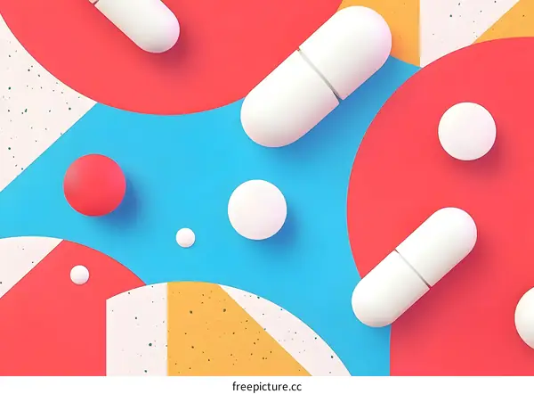 Abstract Background With White Pills on Blue Background