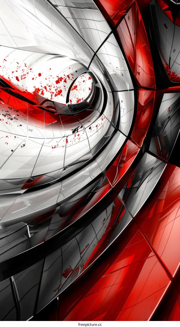 Red and white 3D structure with a glossy surface