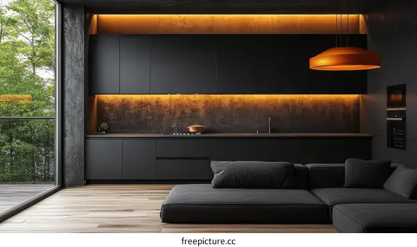 Modern Minimalist Dark Kitchen Interior Design