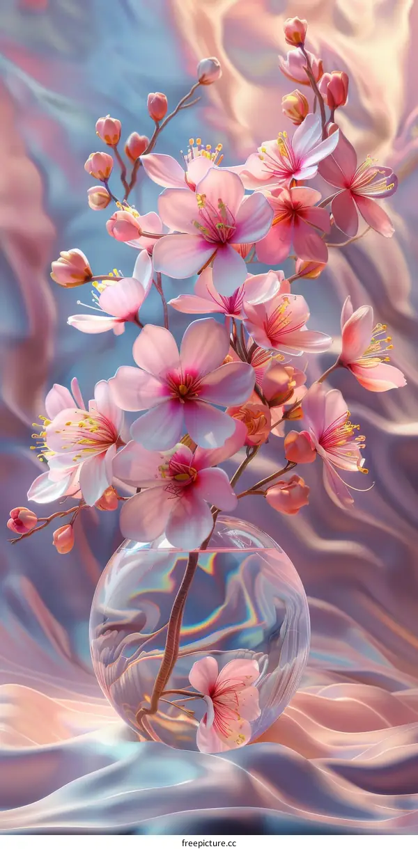 Beautiful Pink Cherry Blossom in a Vase