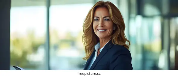 Portrait of a Smiling Business Woman in a Professional Setting