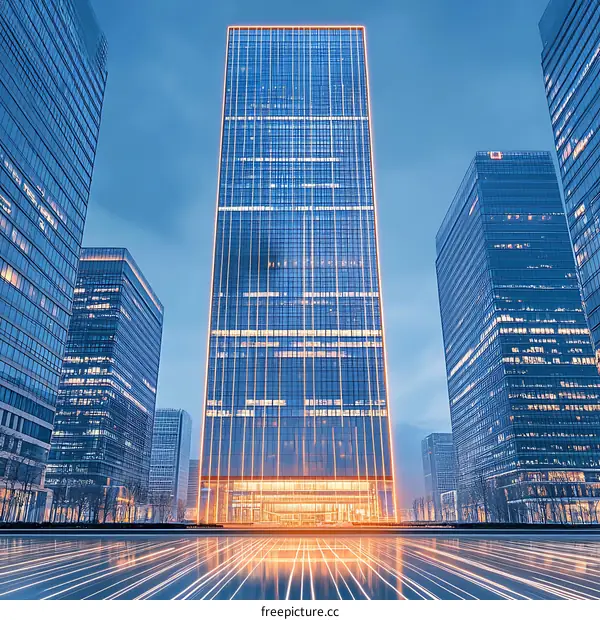 Modern Skyscrapers Cityscape at Twilight