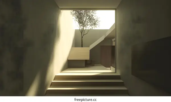 Minimalist Interior Design with  Sunlight Streaming Through  Open  Window