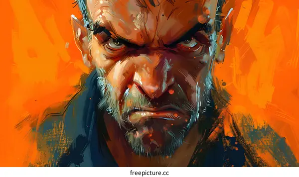 portrait of a man with a beard and a scowl on his face