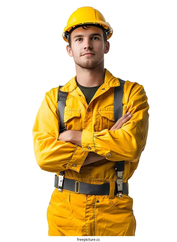 portrait of a young construction worker wearing a hardhat