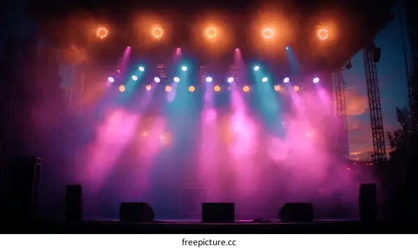 Colorful Stage Lighting Effects at Night Concert
