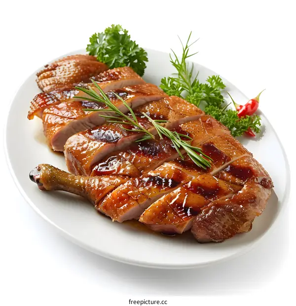 Roasted duck with rosemary and chili