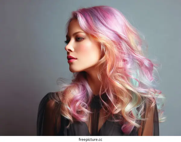 Colorful Hair Style of a Woman