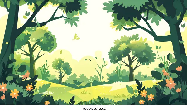 Green Forest Landscape Illustration