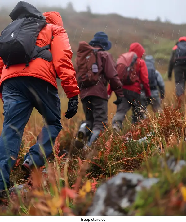 Hiking Through the Rain in the Mountains