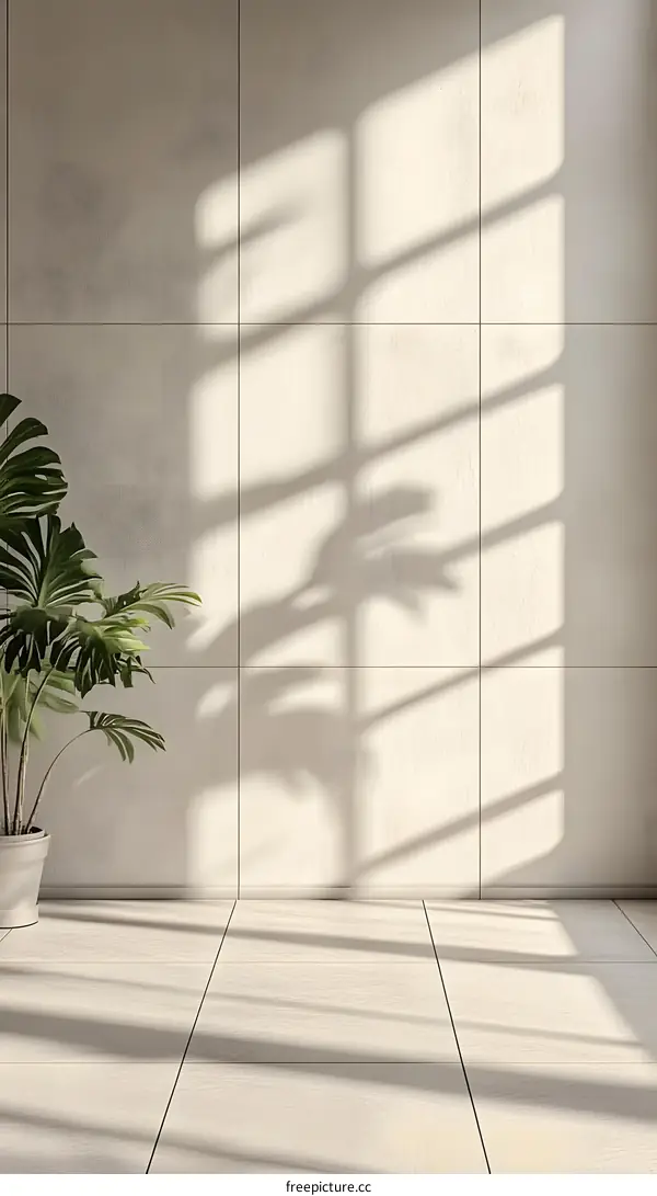 Minimalist Interior Design with White Walls and Sunlight