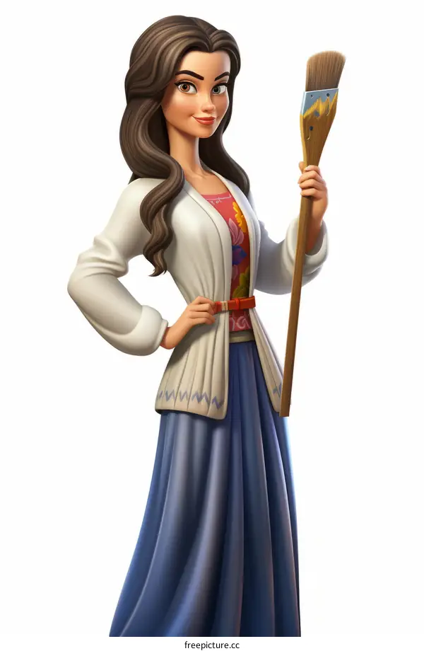 Confident Painter with Paintbrush