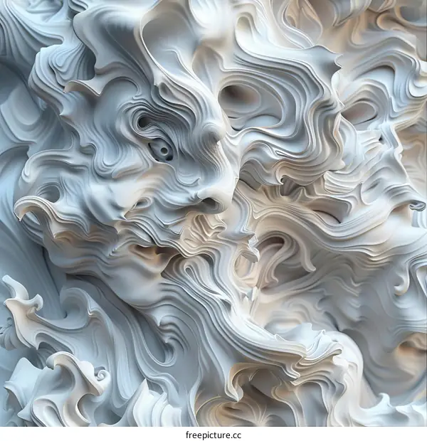 Wavy White Fractal 3D Render