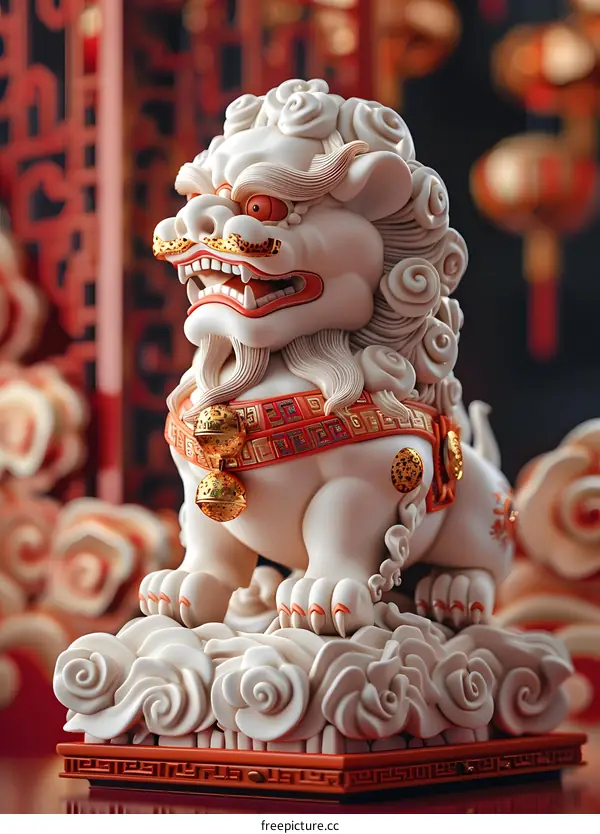 Exquisite Chinese Jade Lion Sculpture