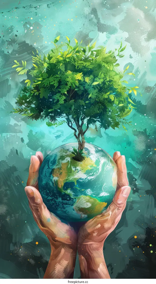 Hands Protecting a Growing Planet