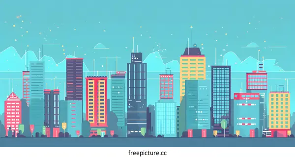 Modern City Skyline Illustration With Flat Design