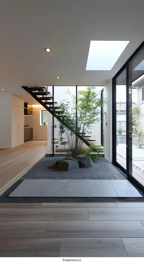 Modern Japanese Minimalist Home Interior Design With Zen Garden