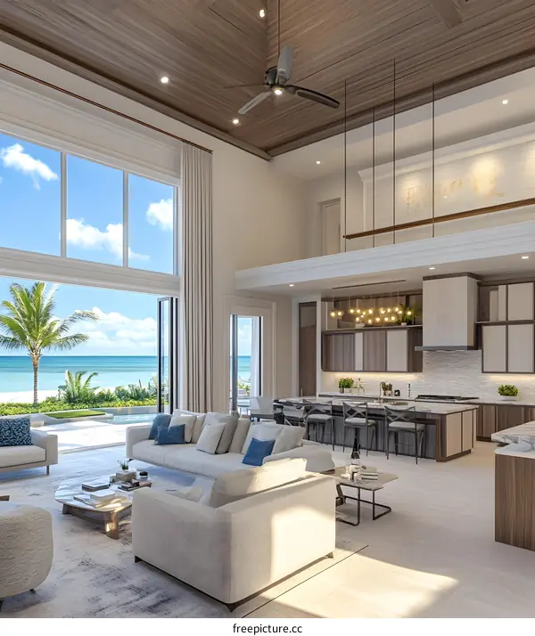 Luxury Modern Beach House Interior Design with Open Floor Plan