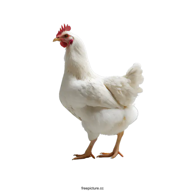 [Transparent Background PNG]A white chicken standing on a white background