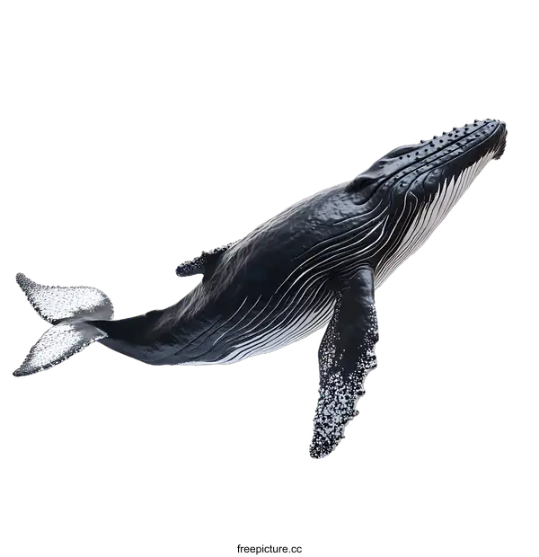 [Transparent Background PNG]Humpback Whale Isolated on White Background